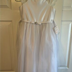 Charming Ivory Kids Dress with Lace Accents